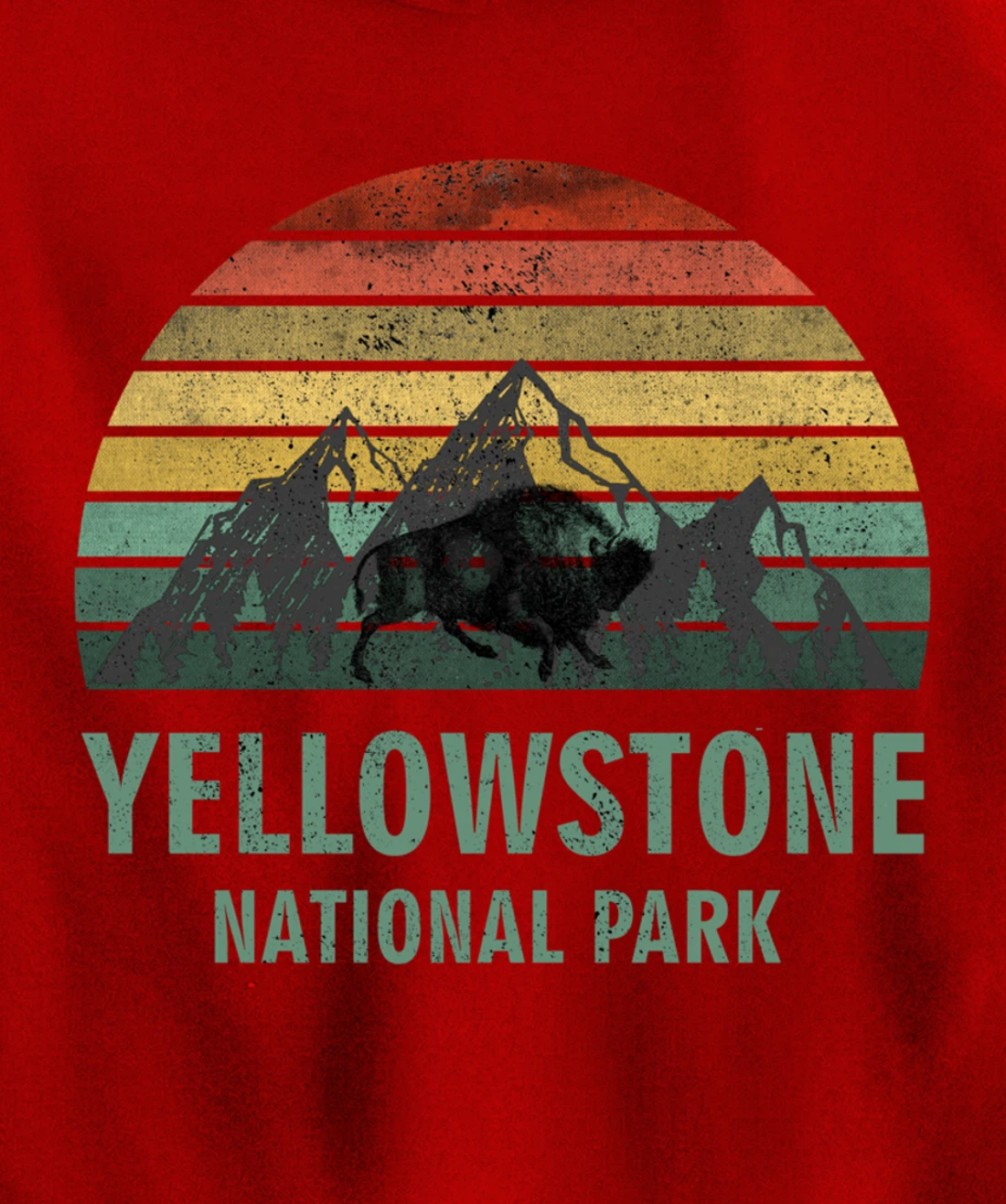 Yellowstone National Park USA Bison Buffalo Vintage Pullover Hoodie