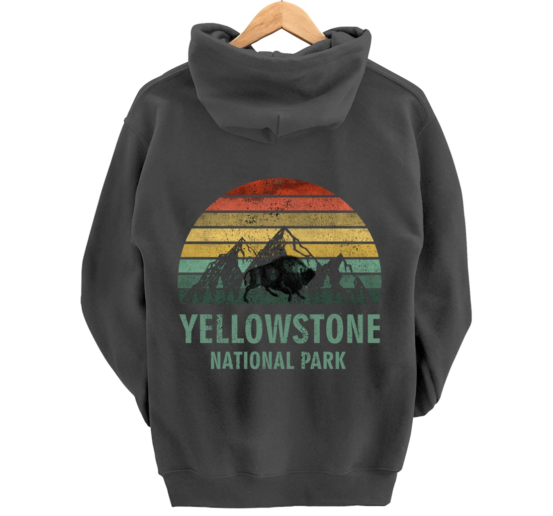 Yellowstone National Park USA Bison Buffalo Vintage Pullover Hoodie