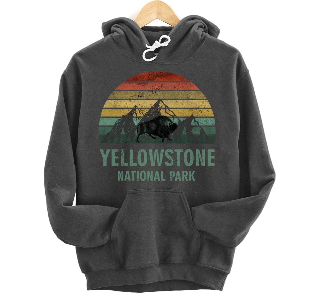 Yellowstone National Park USA Bison Buffalo Vintage Pullover Hoodie
