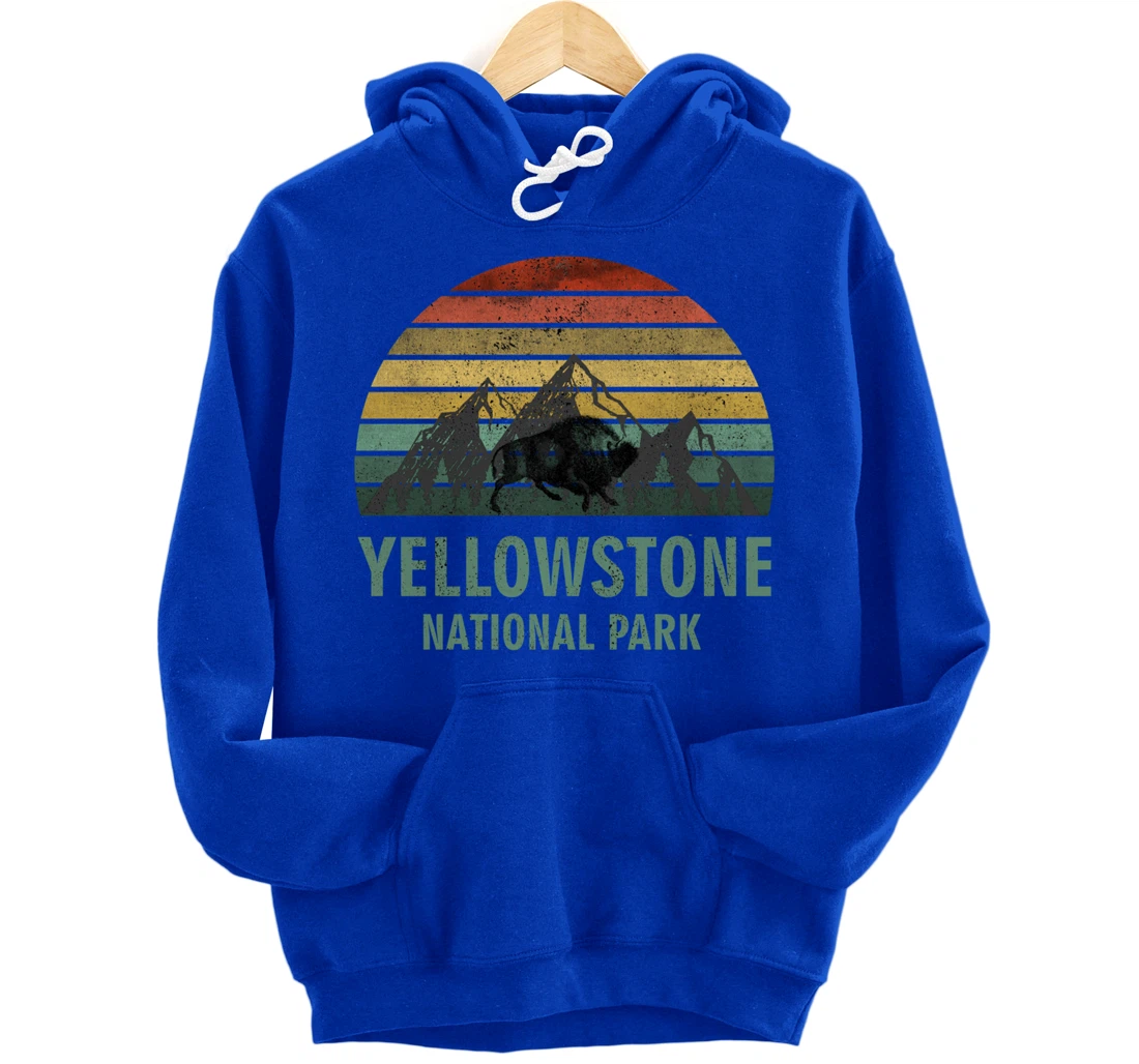 Yellowstone National Park USA Bison Buffalo Vintage Pullover Hoodie