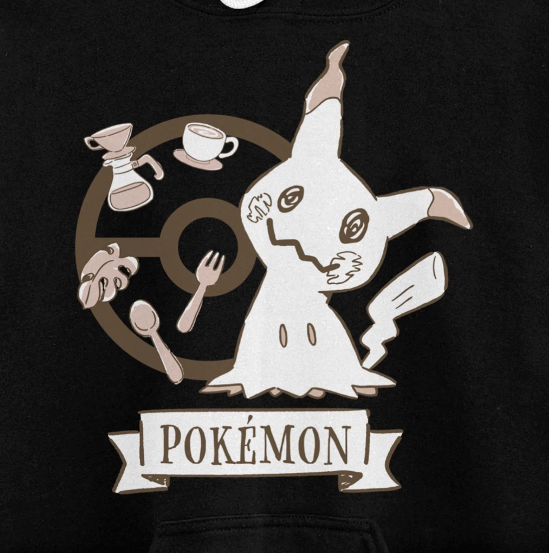 Pokémon - Mimikyu Poké Ball Cafe Drinks Pullover Hoodie