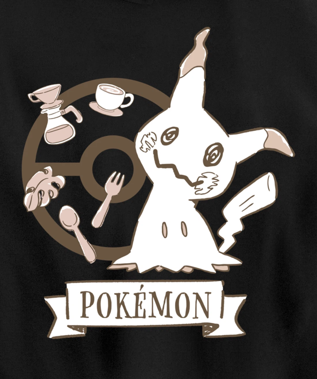 Pokémon - Mimikyu Poké Ball Cafe Drinks Pullover Hoodie