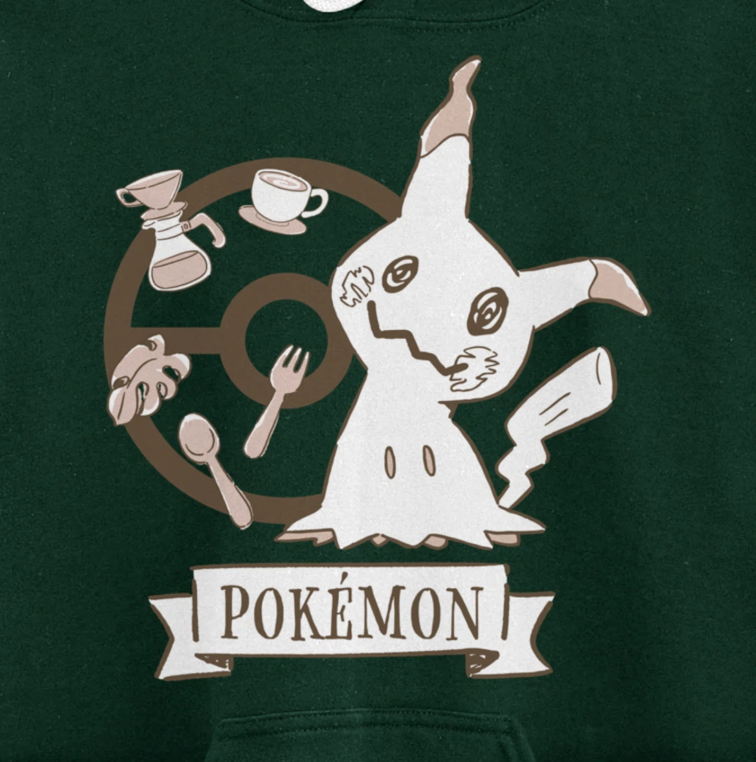 Pokémon - Mimikyu Poké Ball Cafe Drinks Pullover Hoodie
