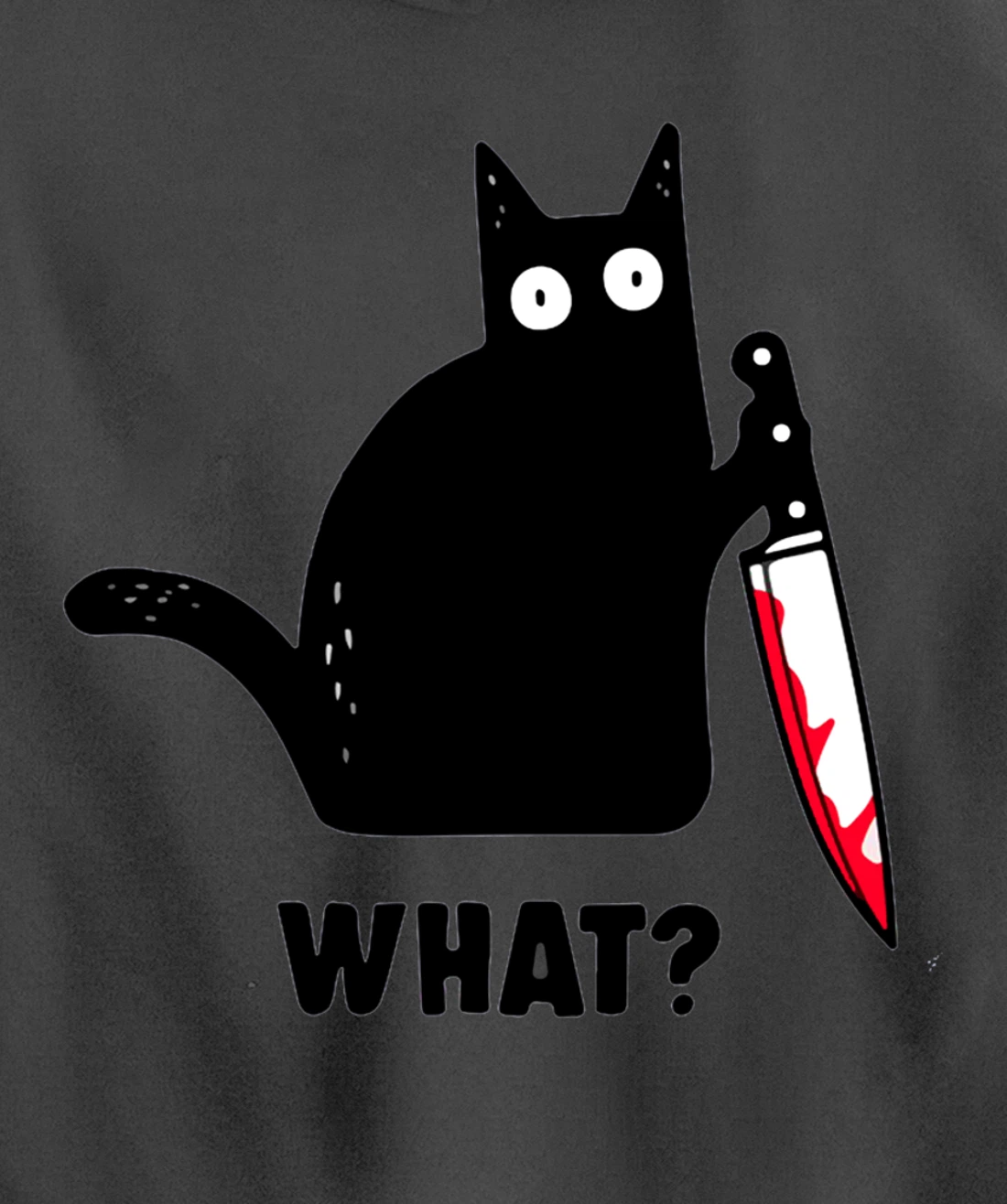 Cat What? Funny Black Cat Shirt, Murderous Cat With Knife Pullover Hoodie