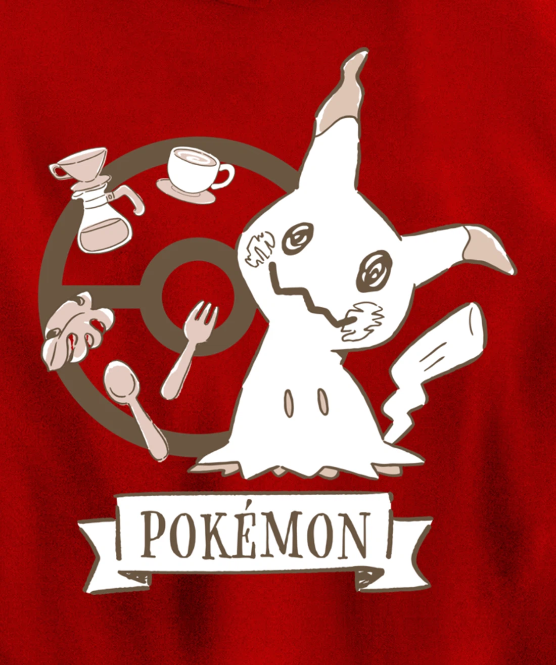 Pokémon - Mimikyu Poké Ball Cafe Drinks Pullover Hoodie