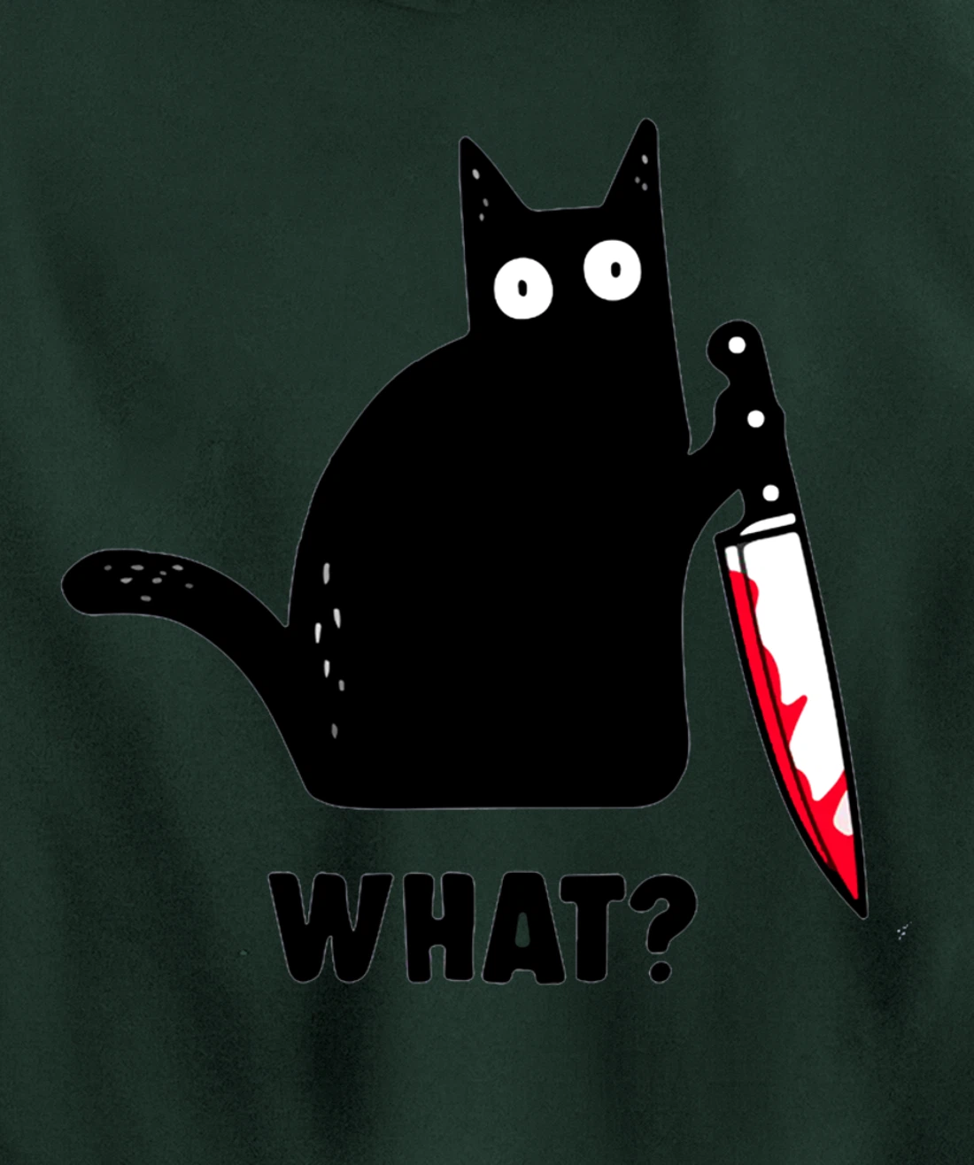 Cat What? Funny Black Cat Shirt, Murderous Cat With Knife Pullover Hoodie