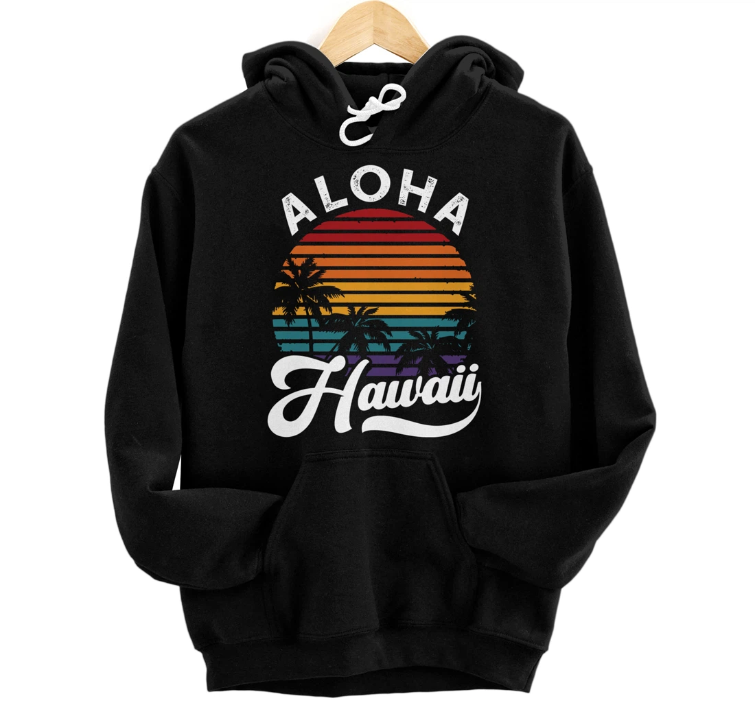 Aloha Hawaii design Retro Vintage Sunset Pullover Hoodie