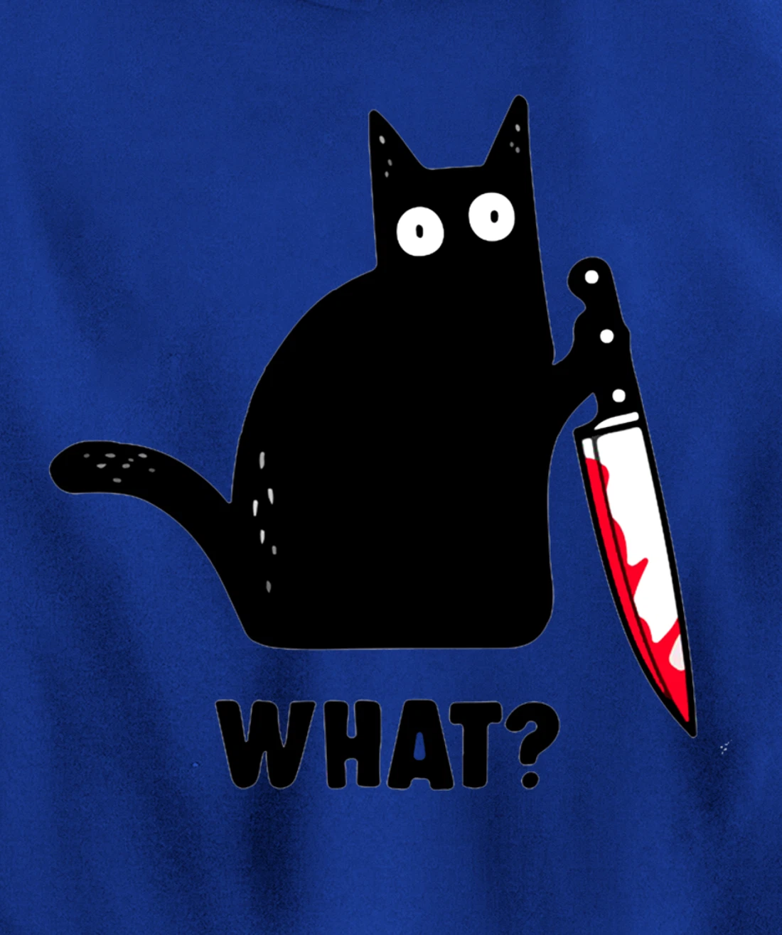 Cat What? Funny Black Cat Shirt, Murderous Cat With Knife Pullover Hoodie