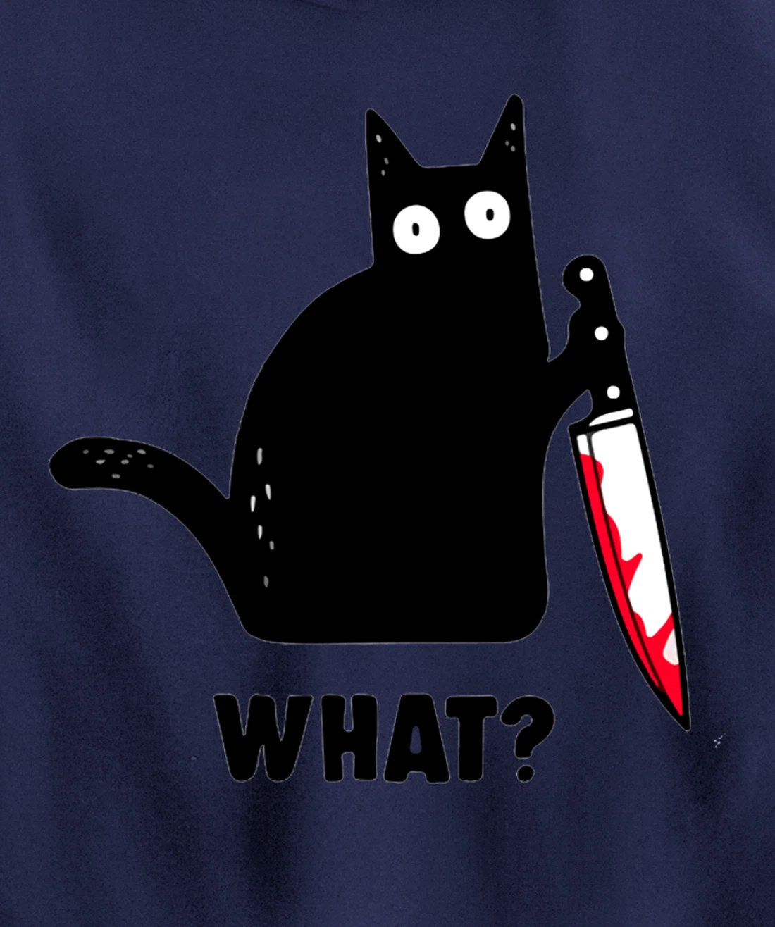 Cat What? Funny Black Cat Shirt, Murderous Cat With Knife Pullover Hoodie