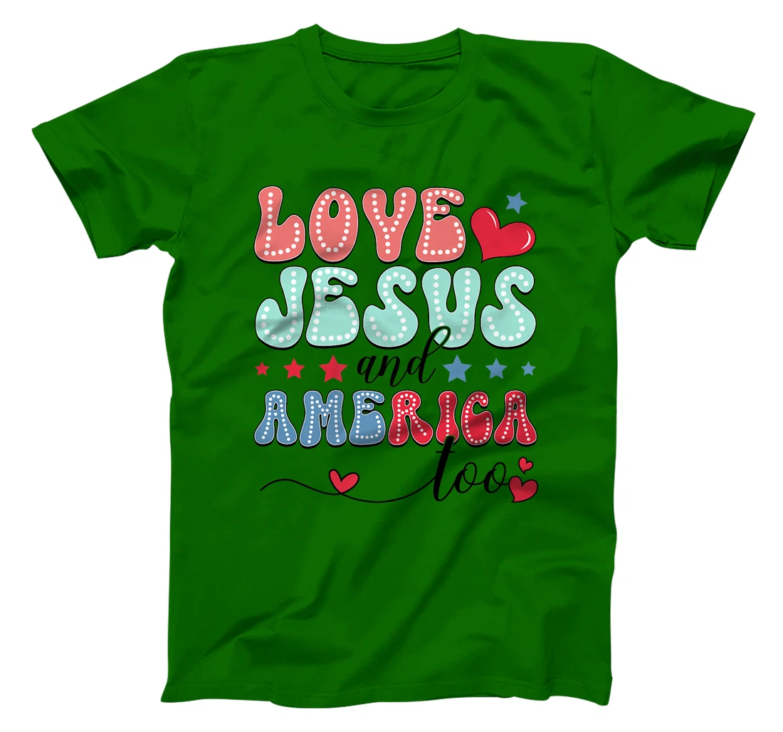She Loves Jesus and America Too God Christian 4th of July Premium T-Shirt