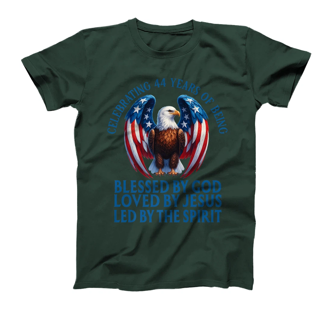 Blessed By God For 44 Years Christian Eagle Birthday Premium T-Shirt