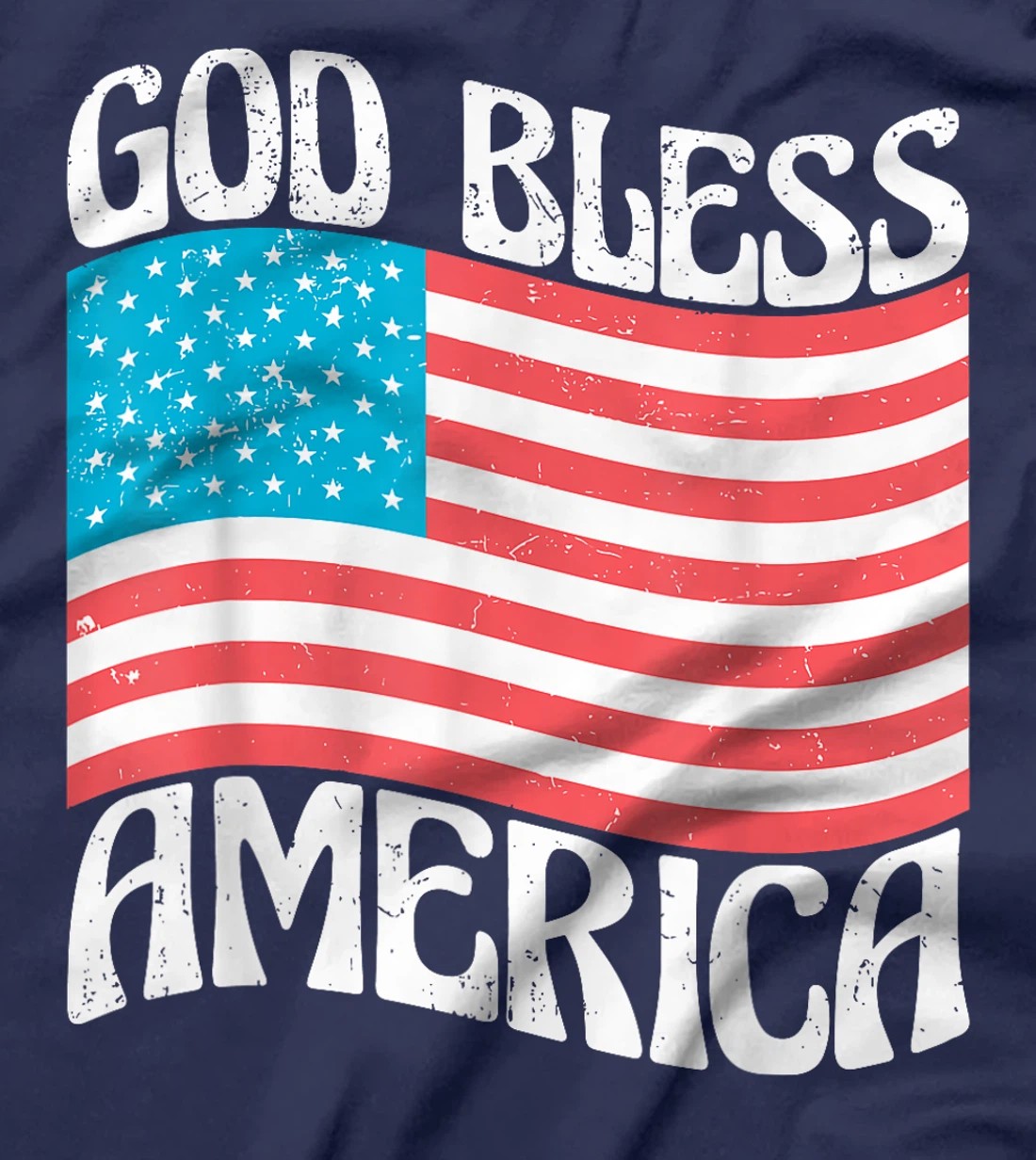Retro God Bless America 4th of July American Flag Coquette T-Shirt