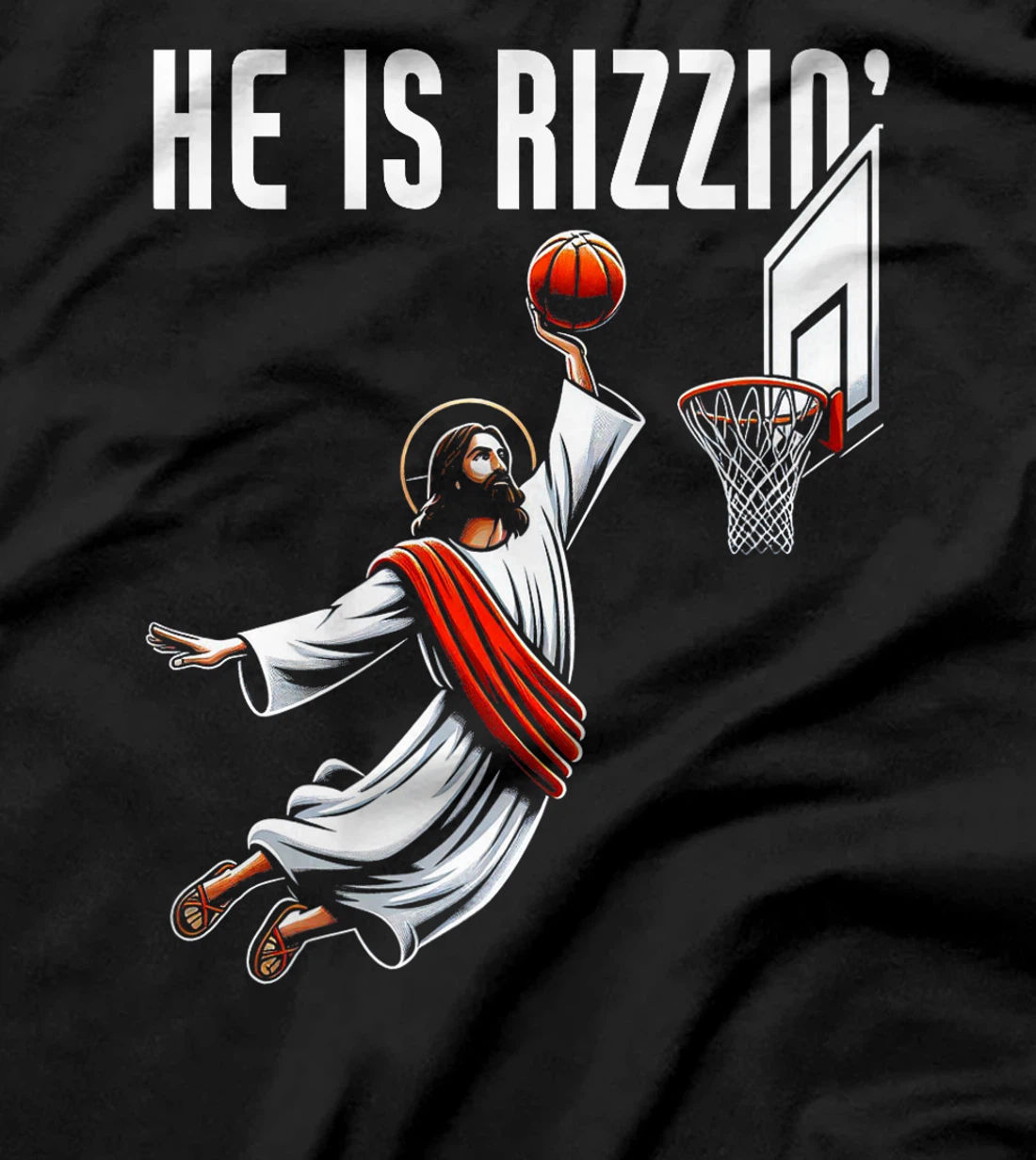 He Is Rizzin Jesus Basketball Meme Christian God Premium T-Shirt
