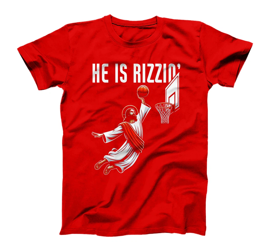 He Is Rizzin Jesus Basketball Meme Christian God Premium T-Shirt