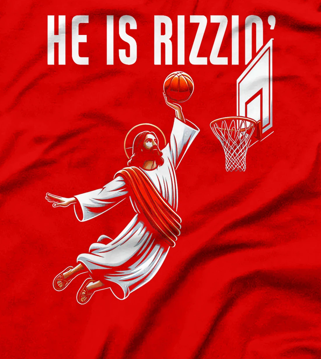 He Is Rizzin Jesus Basketball Meme Christian God Premium T-Shirt