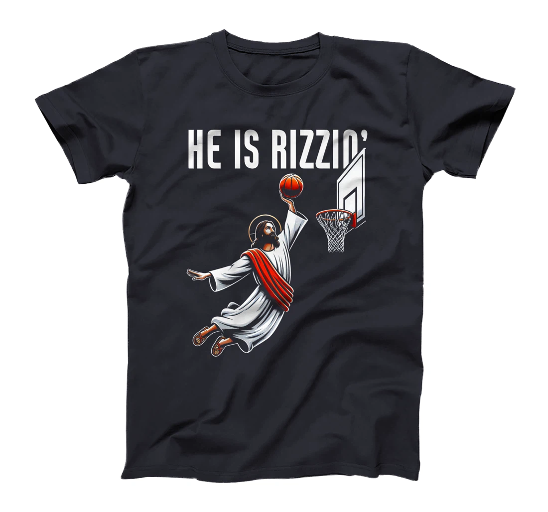 He Is Rizzin Jesus Basketball Meme Christian God Premium T-Shirt