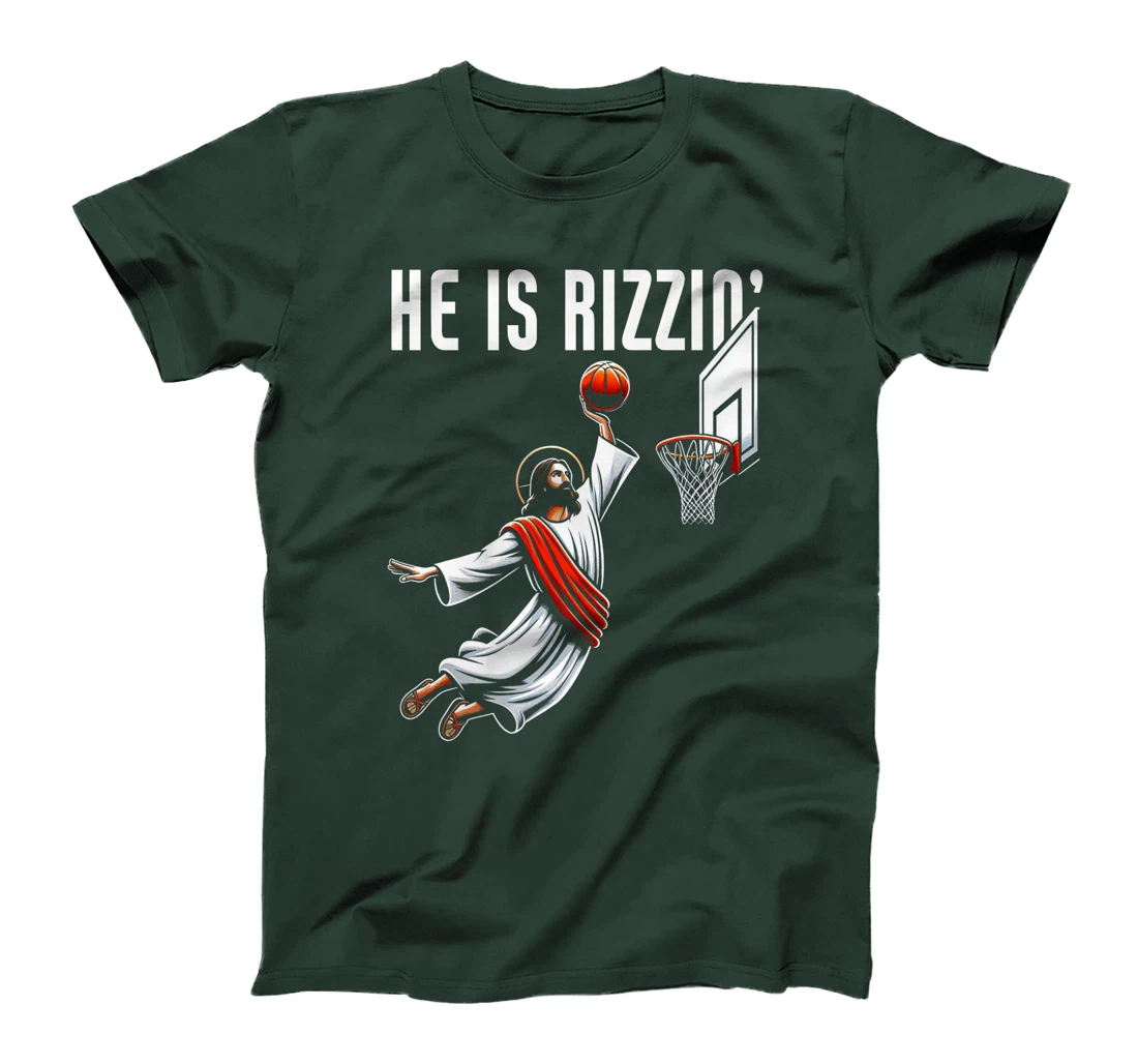 He Is Rizzin Jesus Basketball Meme Christian God Premium T-Shirt