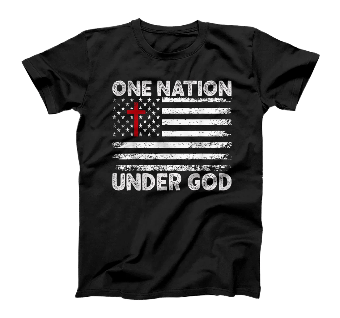 ONE NATION UNDER GOD Flag 4th Of July Patriotic Christian T-Shirt