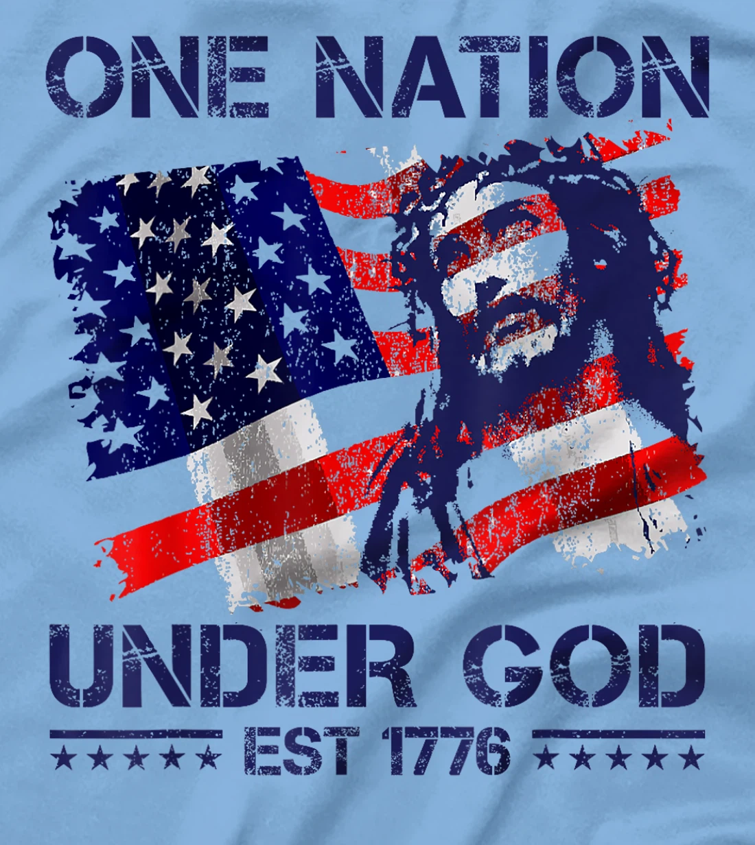 ONE NATION UNDER GOD Flag 4th Of July Patriotic Christian T-Shirt
