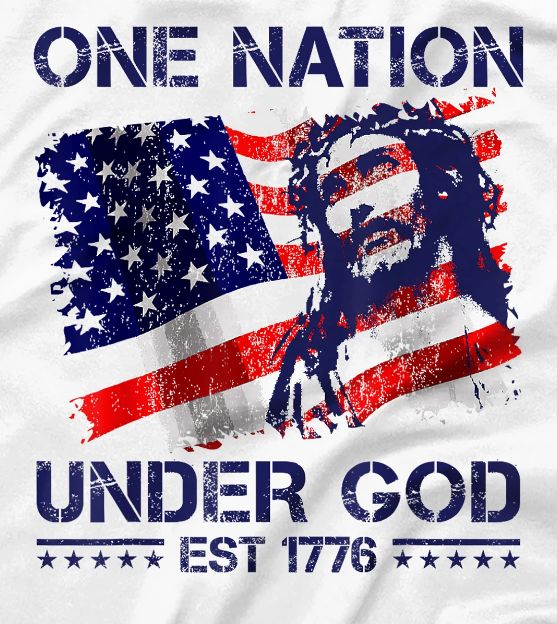 ONE NATION UNDER GOD Flag 4th Of July Patriotic Christian T-Shirt