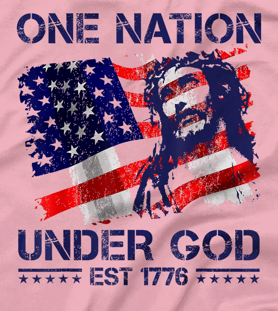 ONE NATION UNDER GOD Flag 4th Of July Patriotic Christian T-Shirt