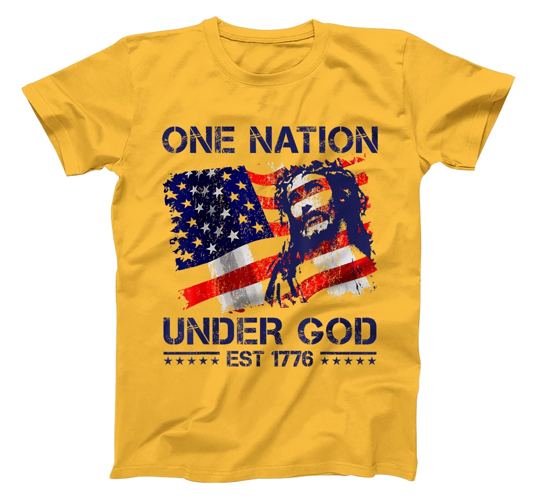 ONE NATION UNDER GOD Flag 4th Of July Patriotic Christian T-Shirt