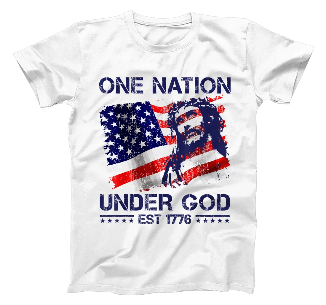 ONE NATION UNDER GOD Flag 4th Of July Patriotic Christian T-Shirt