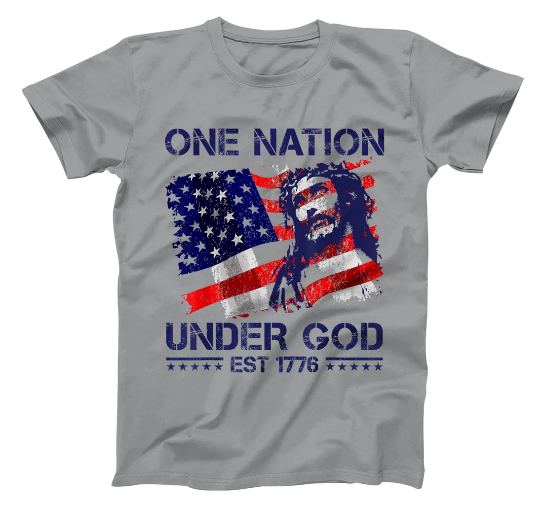 ONE NATION UNDER GOD Flag 4th Of July Patriotic Christian T-Shirt