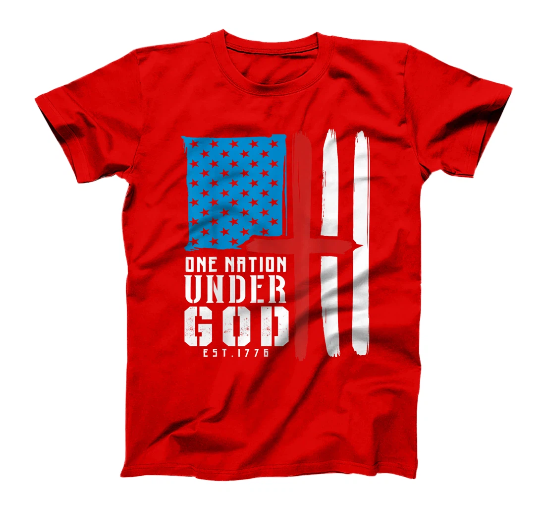 ONE NATION UNDER GOD Flag 4th Of July Patriotic Christian T-Shirt