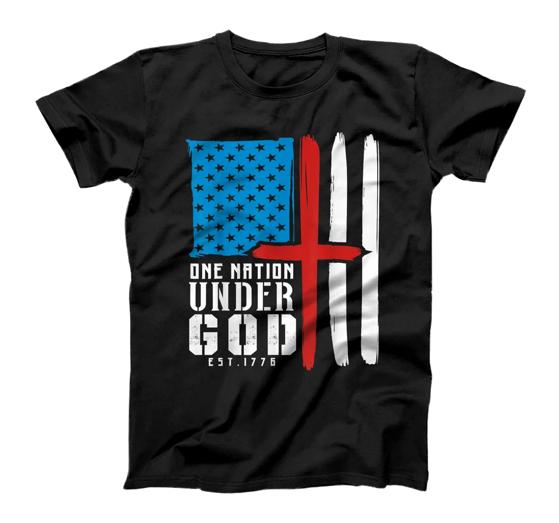 ONE NATION UNDER GOD Flag 4th Of July Patriotic Christian T-Shirt