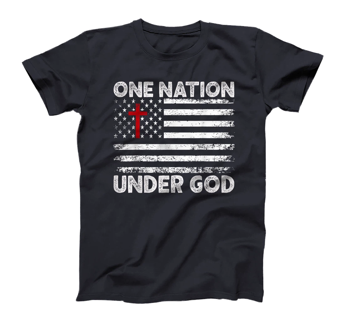 ONE NATION UNDER GOD Flag 4th Of July Patriotic Christian T-Shirt