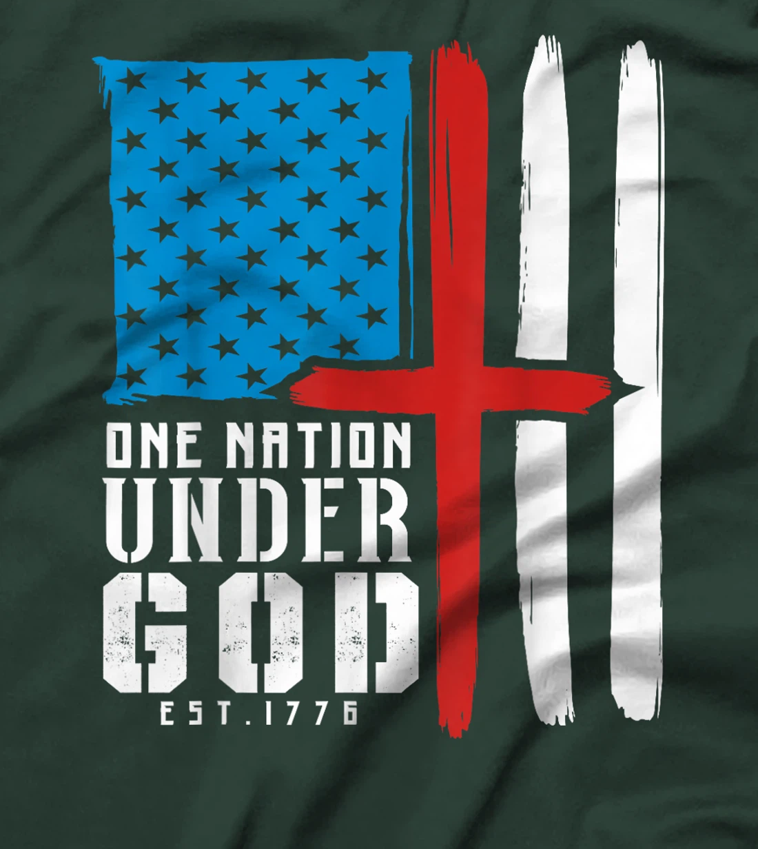 ONE NATION UNDER GOD Flag 4th Of July Patriotic Christian T-Shirt