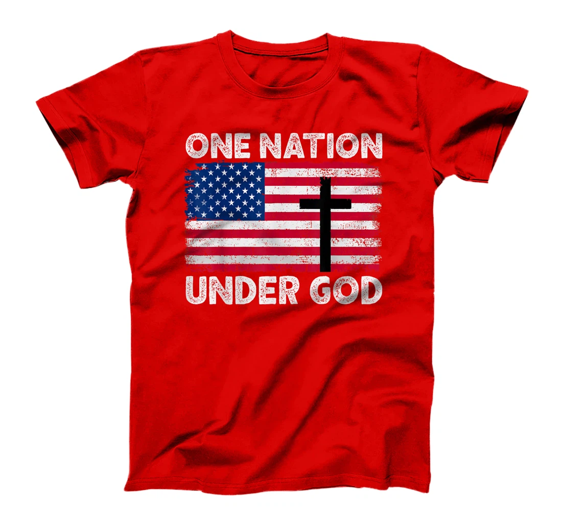 ONE NATION UNDER GOD Flag 4th Of July Patriotic Christian T-Shirt