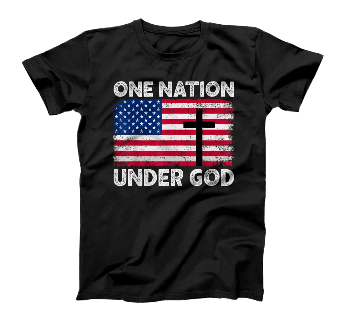 ONE NATION UNDER GOD Flag 4th Of July Patriotic Christian T-Shirt