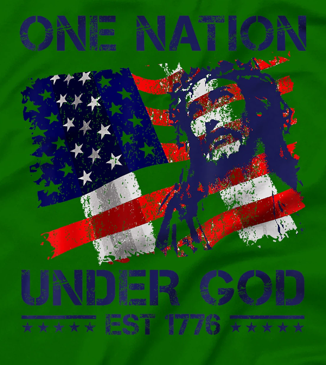 ONE NATION UNDER GOD Flag 4th Of July Patriotic Christian T-Shirt