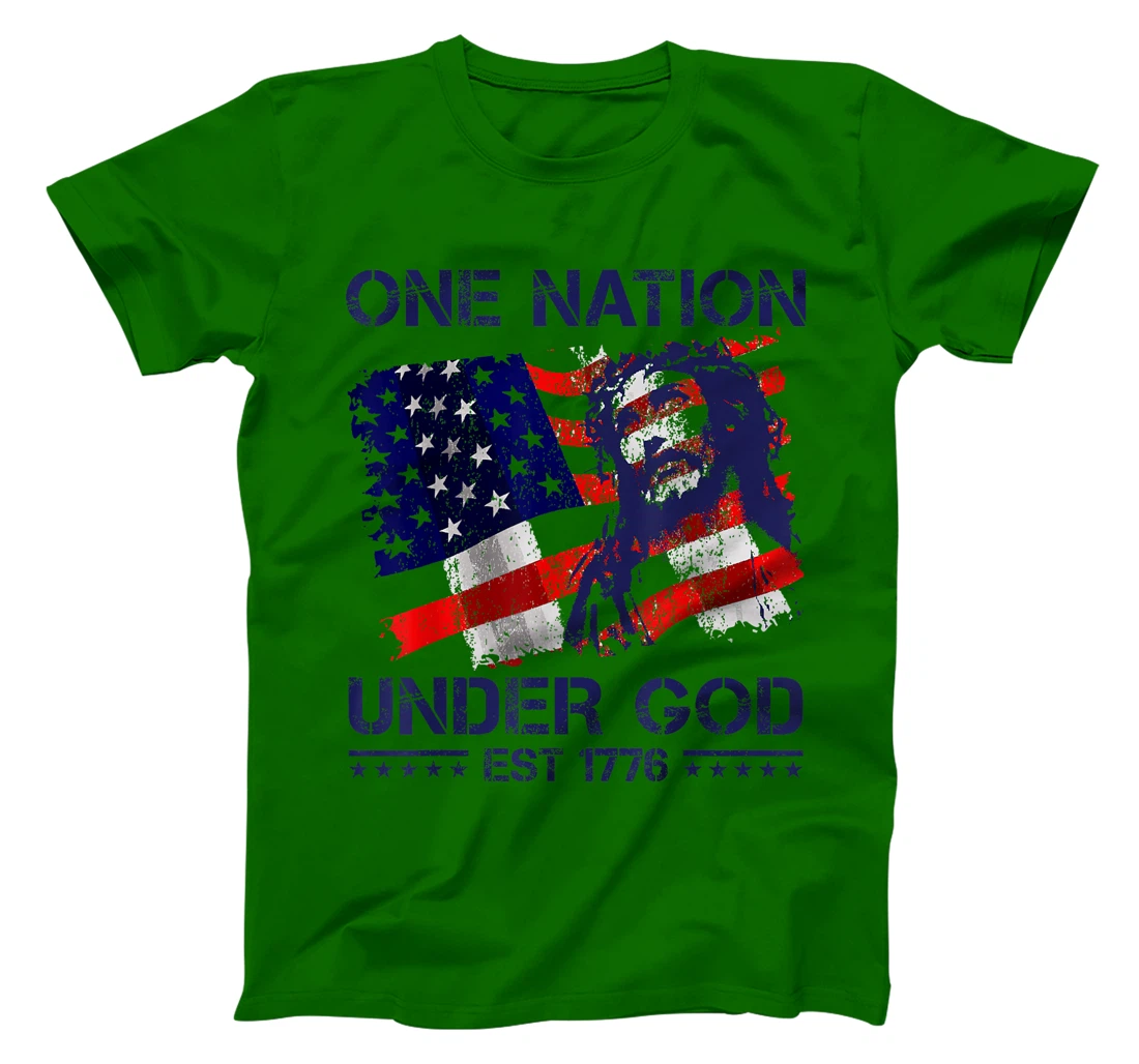 ONE NATION UNDER GOD Flag 4th Of July Patriotic Christian T-Shirt
