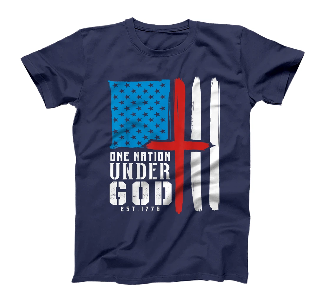 ONE NATION UNDER GOD Flag 4th Of July Patriotic Christian T-Shirt