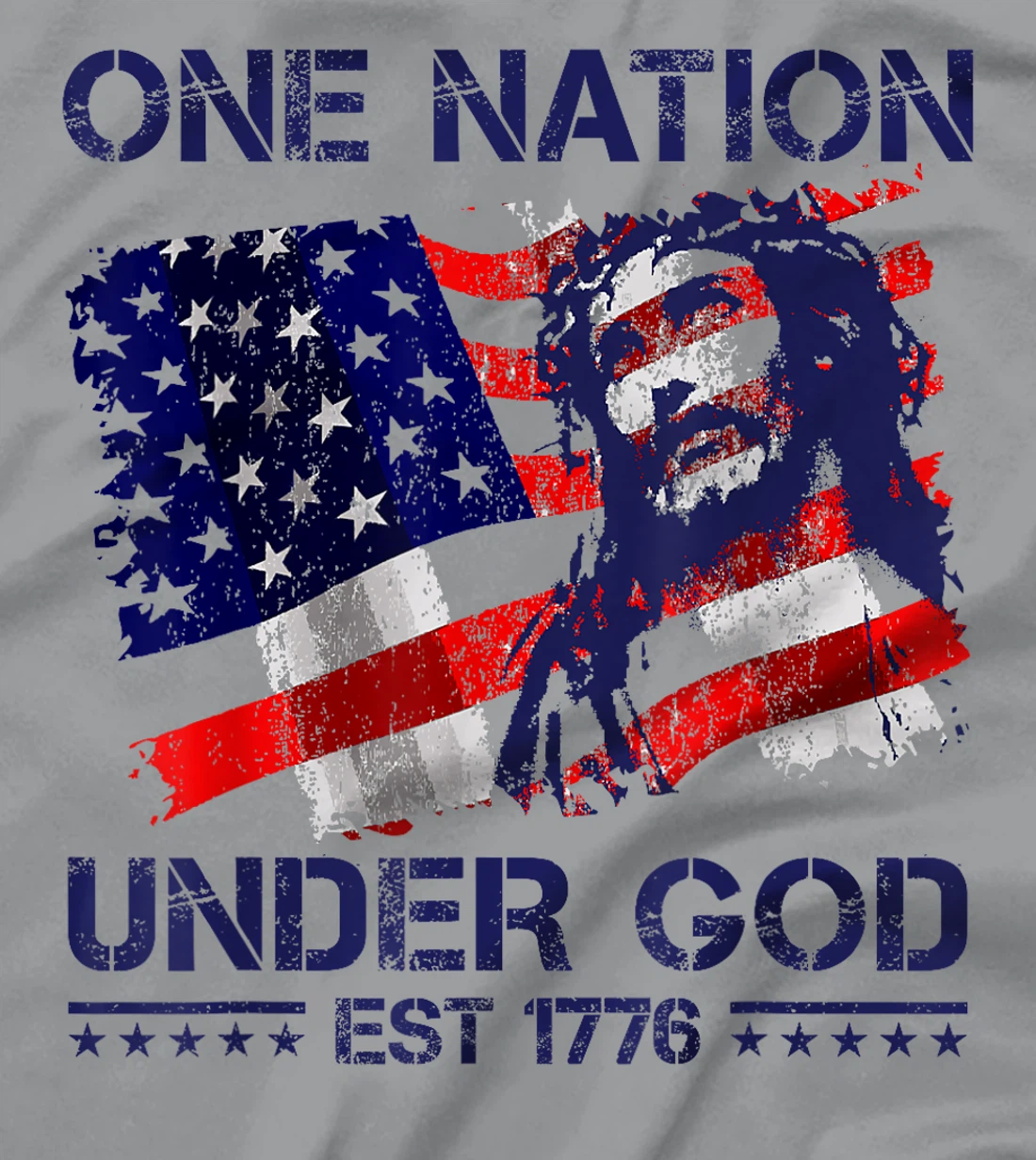 ONE NATION UNDER GOD Flag 4th Of July Patriotic Christian T-Shirt