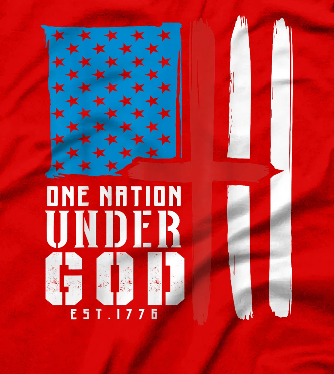ONE NATION UNDER GOD Flag 4th Of July Patriotic Christian T-Shirt