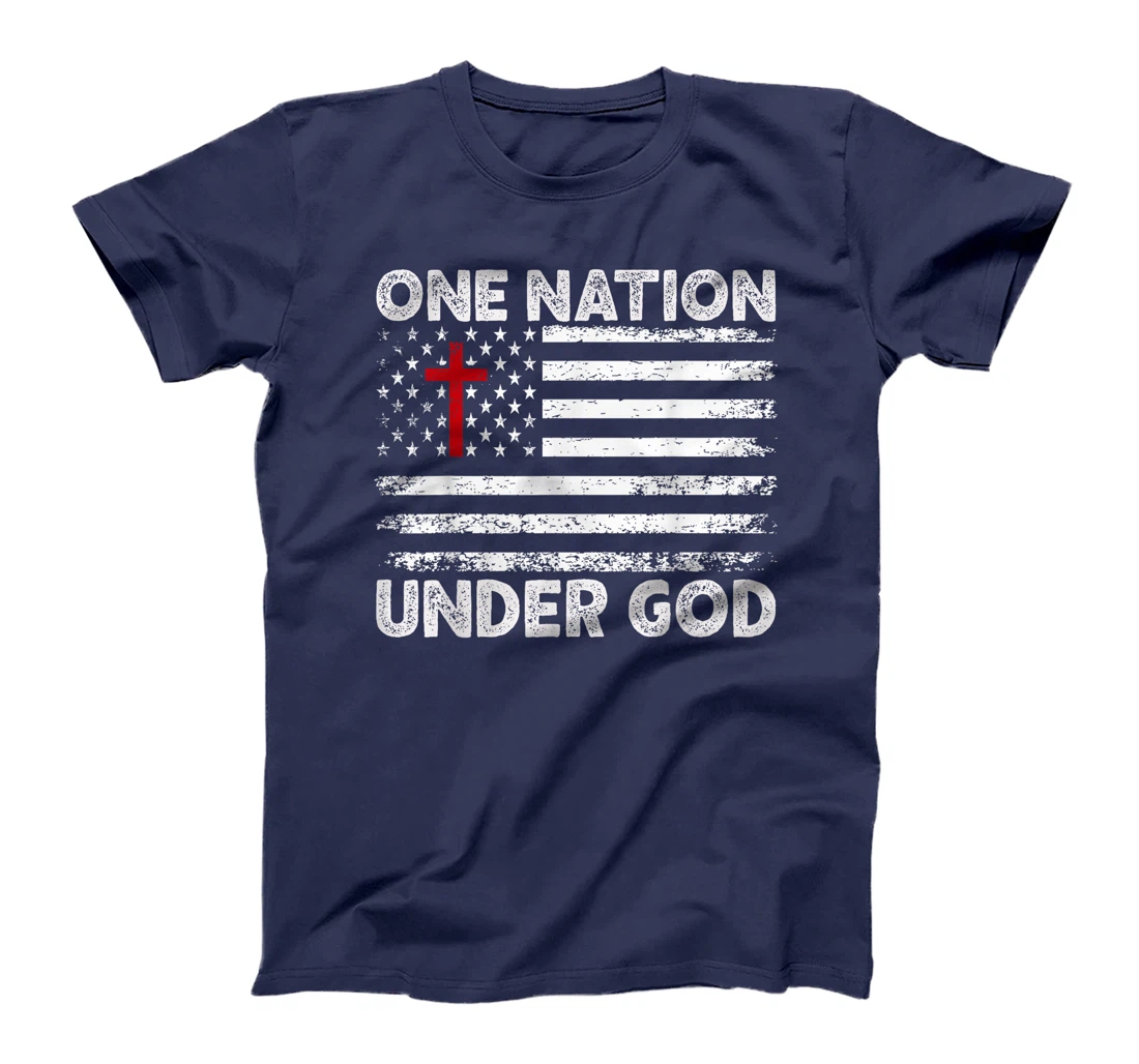 ONE NATION UNDER GOD Flag 4th Of July Patriotic Christian T-Shirt
