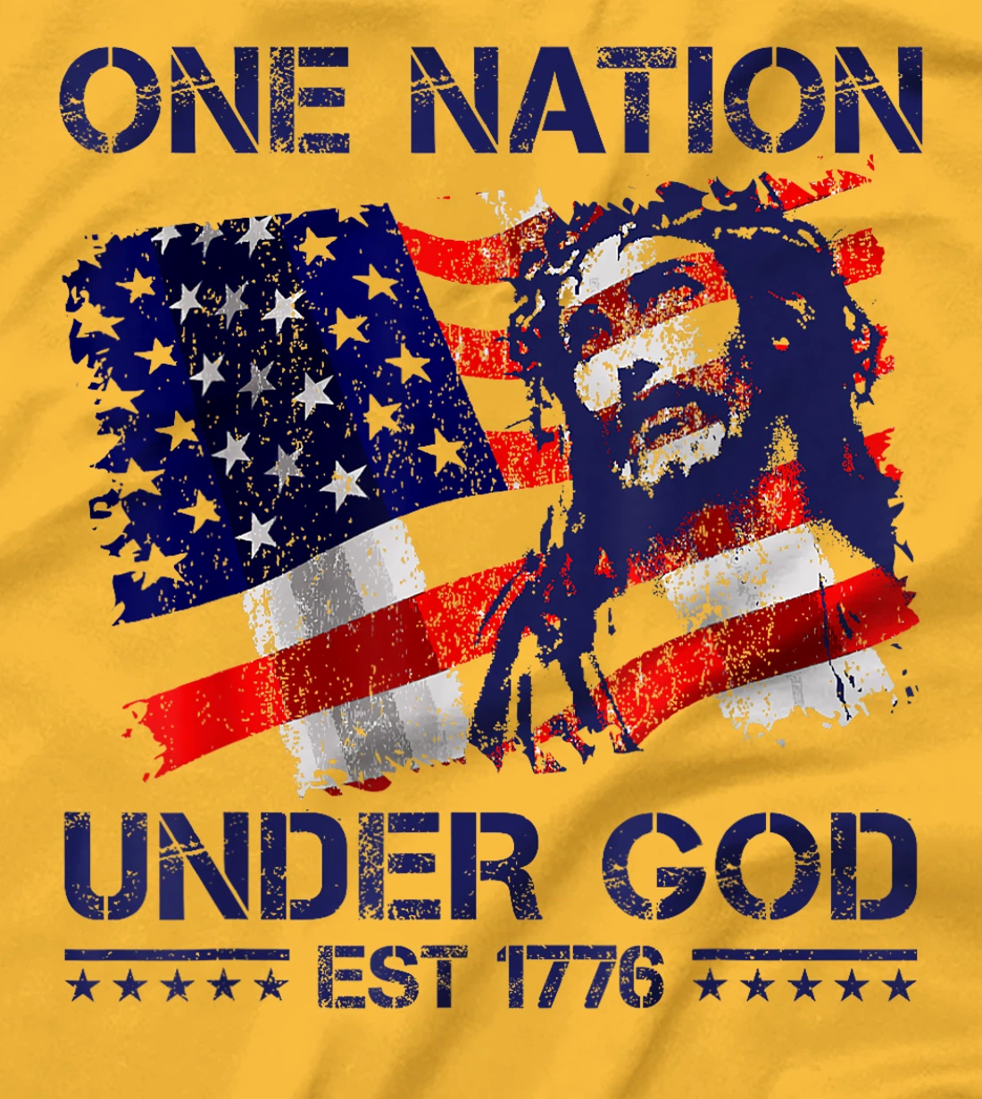 ONE NATION UNDER GOD Flag 4th Of July Patriotic Christian T-Shirt