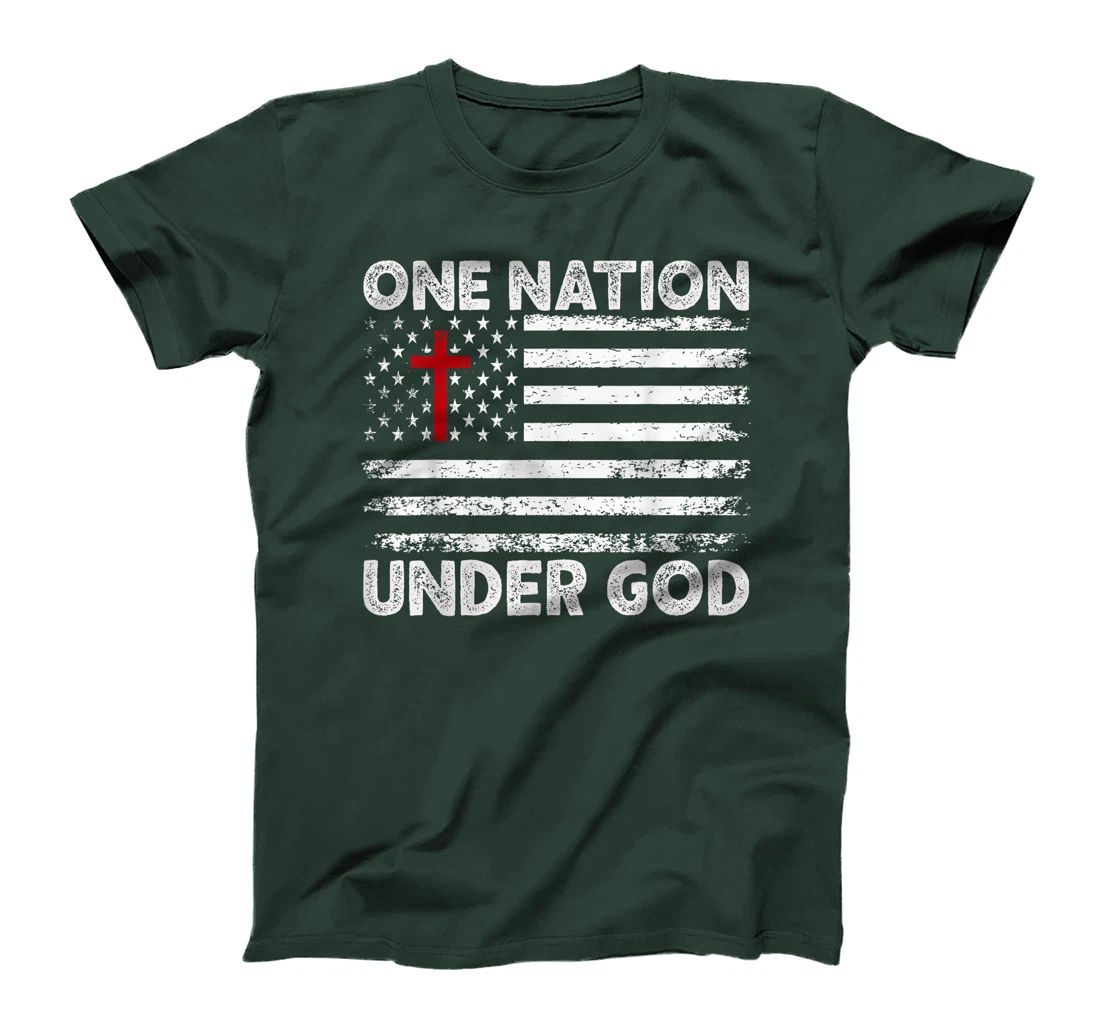 ONE NATION UNDER GOD Flag 4th Of July Patriotic Christian T-Shirt