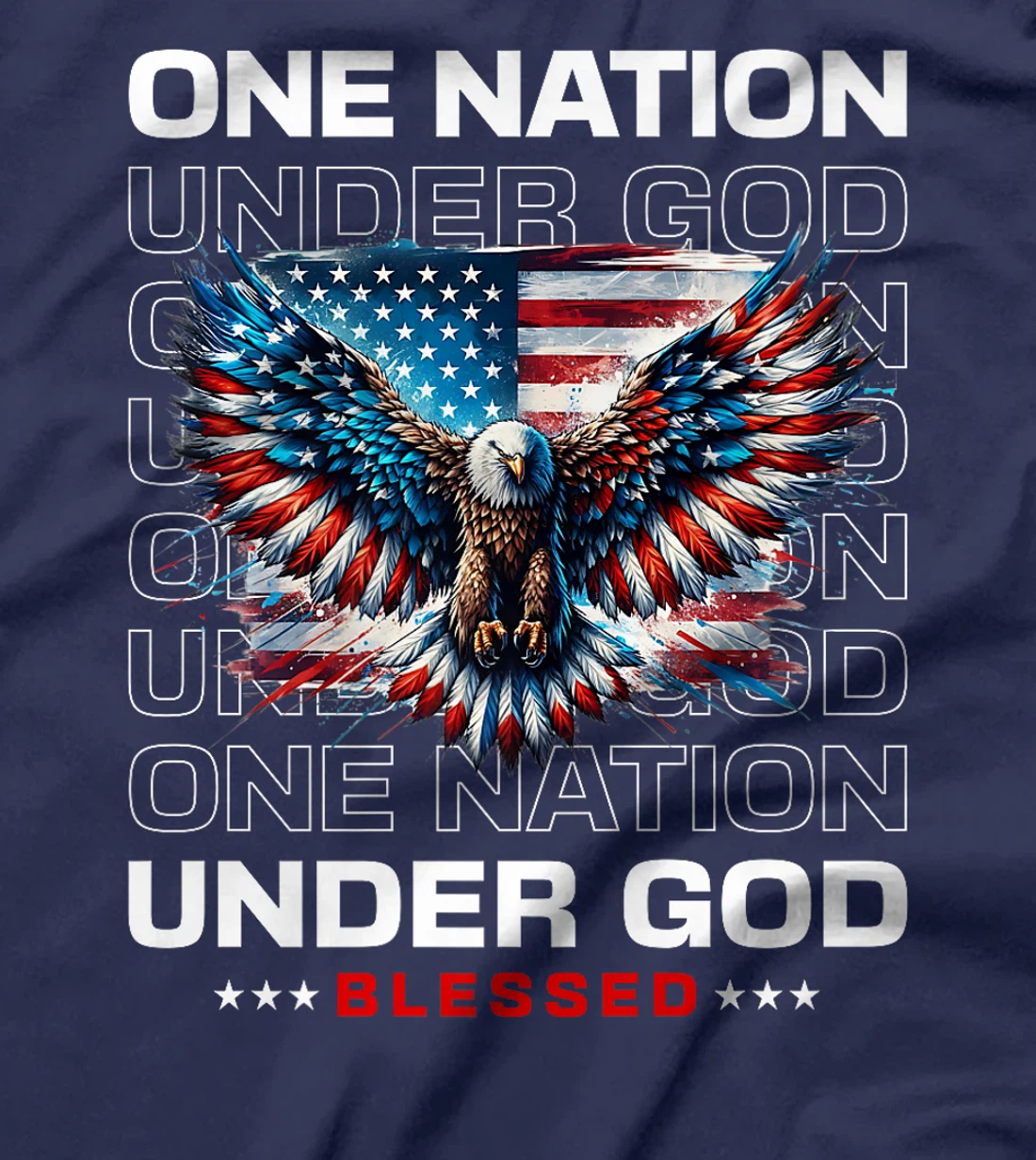 One Nation Under God: Proud USA Flag Patriotic American Premium T-Shirt