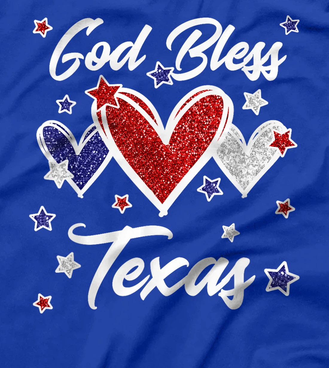 Patriotic American Flag Hearts For Girls God Bless Texas T-Shirt