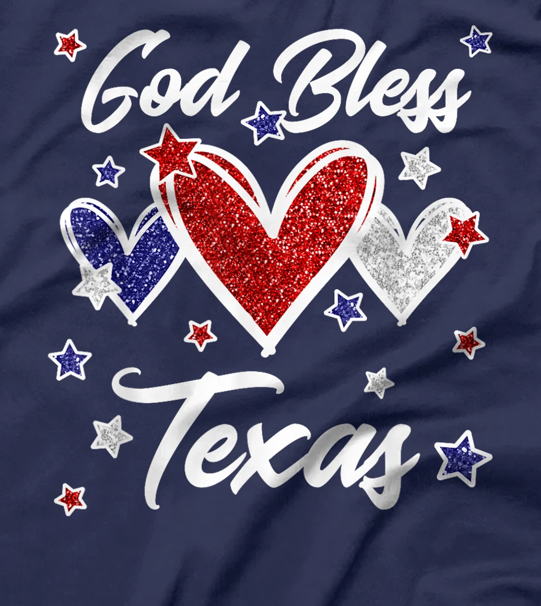 Patriotic American Flag Hearts For Girls God Bless Texas T-Shirt