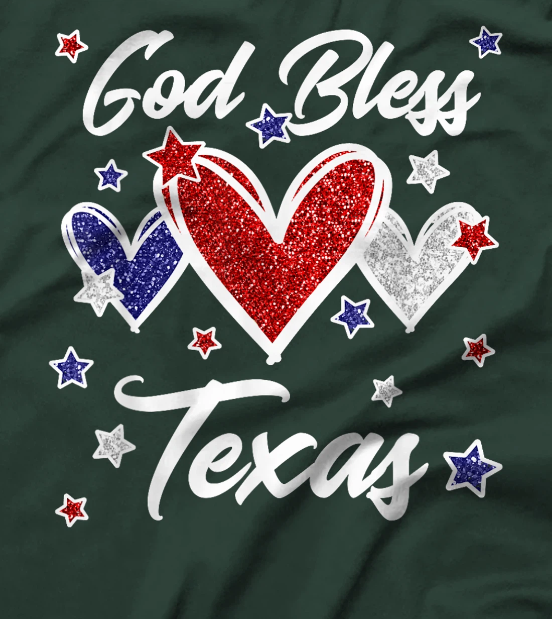 Patriotic American Flag Hearts For Girls God Bless Texas T-Shirt