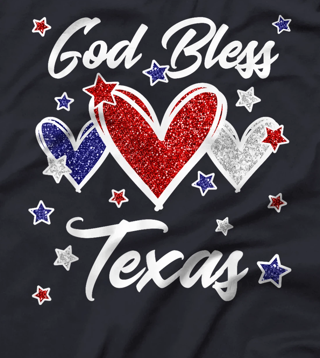 Patriotic American Flag Hearts For Girls God Bless Texas T-Shirt