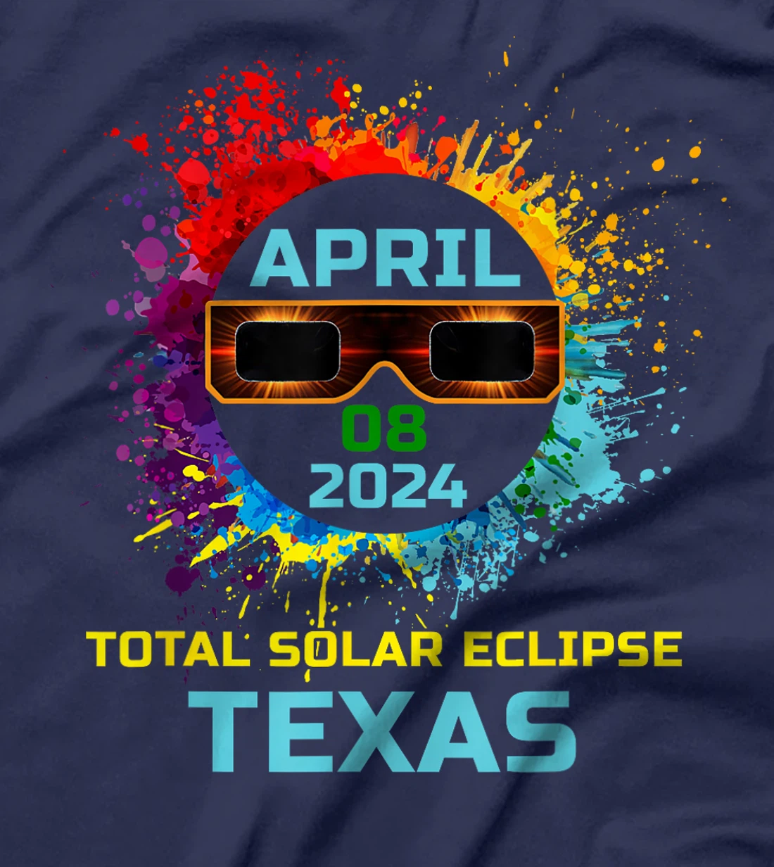 Total Solar Eclipse Texas 2024 Colorful Eclipse 04 08 24 T-Shirt