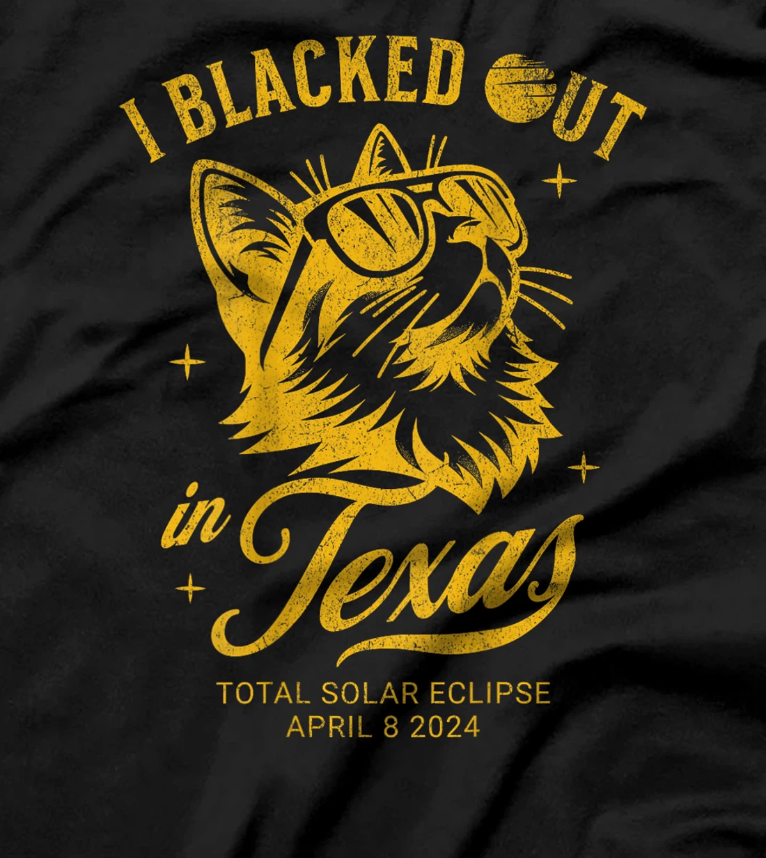 I Blacked Out In Texas Solar Eclipse 2024 Cat Back Print T-Shirt
