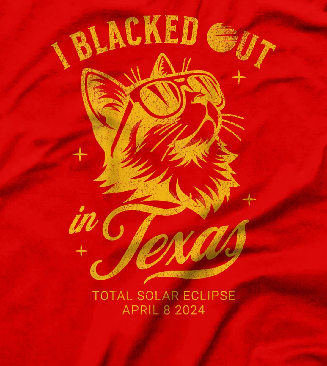 I Blacked Out In Texas Solar Eclipse 2024 Cat Back Print T-Shirt